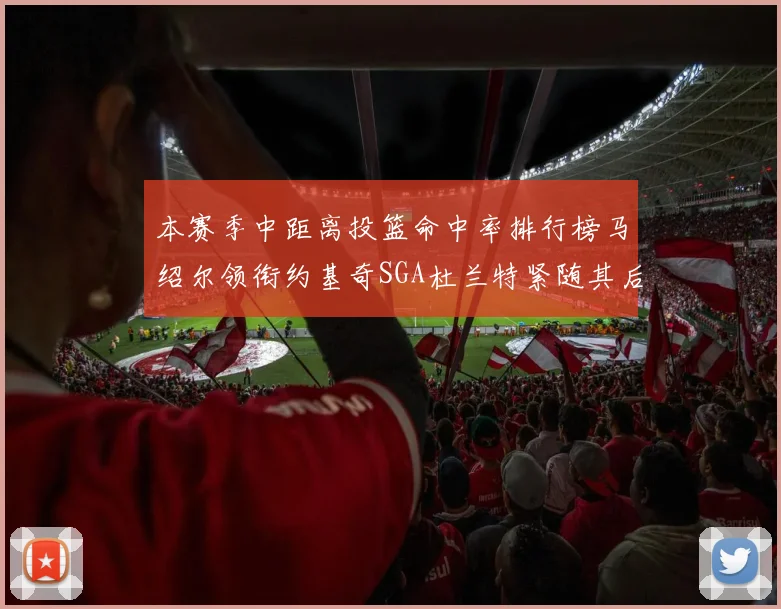 本赛季中距离投篮命中率排行榜马绍尔领衔约基奇SGA杜兰特紧随其后